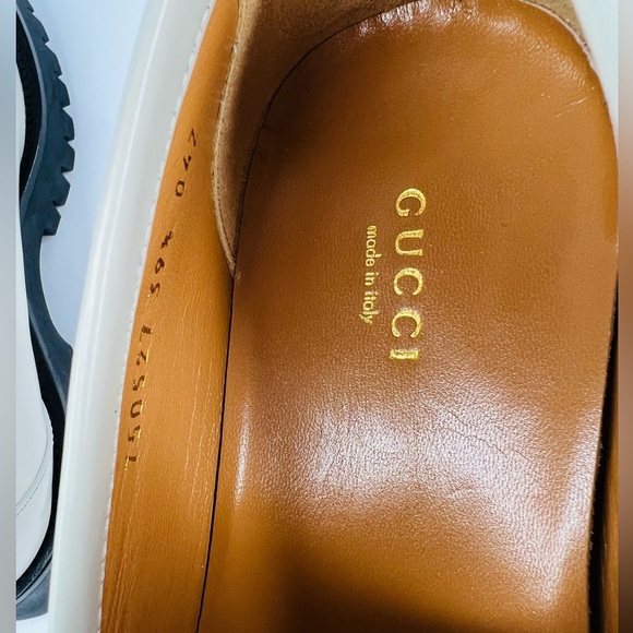 Gucci Jeanne GG Logo Chain Cordovan Lux Moc Toe Platform Loafers Size EU 39.5 - Picture 9 of 14